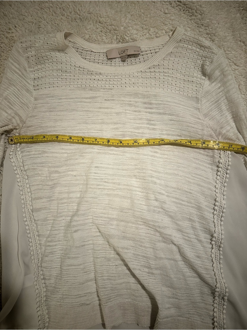 LOFT Cream and White Tops Trio - Cream, White, Navy Stripe - Picture 9 of 10